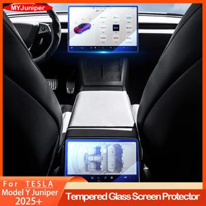 새로운 테슬라 모델 Y 런치 주니퍼 2025 2026 및 모델 3 하이랜드 2024 터치스크린 보호용 강화유리 필름