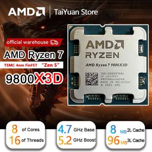 【브랜드+】AMD R7 9800X3D 라이젠 ™   7 9800X3D 신형 프로세서, 8코어/16스레드 120W 최대 5.2GHz, L3=96M 소켓 AM5(쿨러 미포함)