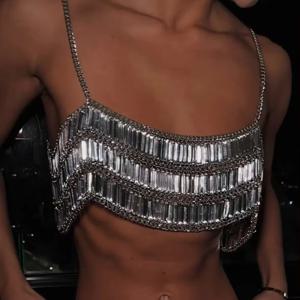 신상품 아크릴 스팽글 수제 초커 목걸이 멀티 레이어 패치워크 핫걸 바디 체인 나이트클럽 파티 레이어드 탑
