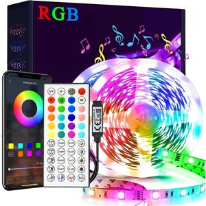 1M-40M RGB LED 스트립 조명 음악 동기화 USB 5V 리모컨 LED 리본 유연한 램프 방 파티 TV 책상 침실 장식용