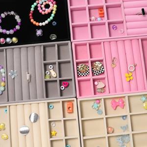 1개 벨벳 쥬얼리 디스플레이 트레이 여러 스타일 목걸이 팔찌 귀걸이 반지 브로치 보관함 서랍형 쥬얼리 정리함