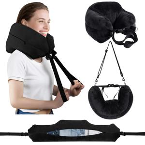 편안한 여행용 베개 조절 가능한 U자형 목 베개 세탁 가능 다기능 충전식 휴대용 베개 케이스 비행기용