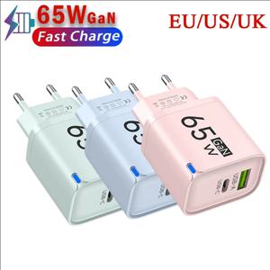 PD 65W GaN 고속 충전기 USB-A 및 USB-C 고속 충전기 아이폰 삼성 샤오미 포코 멀티포트 USB 타입-C 휴대용 여행용 어댑터