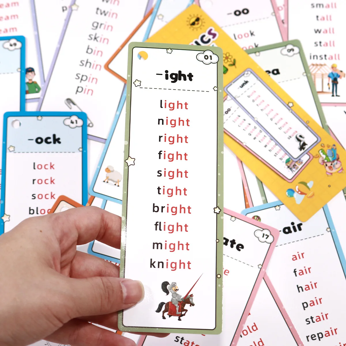 31장 플래시 카드 600단어 파닉스 어린이 조기 교육 키트 휴대용 자연 파닉스용 메모리