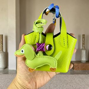 미니 PU 가죽 가방 에어팟 케이스/립밤/동전용 작은 닥스훈트 장식-기능성 & 장식 가죽 파우치-선물