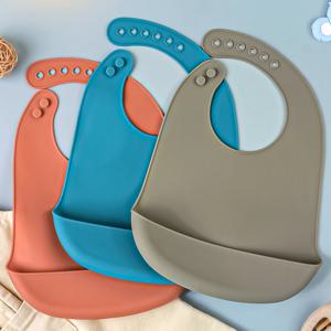 TYRY.HU 1개 실리콘 아기 턱받이 조절 가능 방수 이유식 턱받이 BPA 프리 부드러운 침 흘림 방지 턱받이 신생아 필수품 침 타월