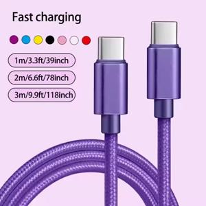 66W 5A USB C to 타입 C 고속 충전 데이터 케이블 USB 타입 C to 타입-C 나일론 브레이디드 퀵 차지 충전 어댑터 케이블 1m 2m 3m