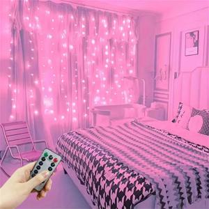 USB 플러그 웨딩 가랜드 발렌타인 데이 라마단 이드 무바라크 장식용 홈 커튼 라이트 8가지 모드 LED 커튼 요정 조명