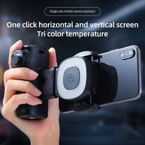 블루투스 LED 셀카 라이트가 있는 단일 축 휴대폰 그립, 스마트폰 사진 촬영 및 비디오 라이브 스트리밍을 위한 각도 조절 가능