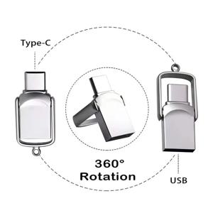 고속 2in1 USB 플래시 드라이브 펜 드라이브 타입-C 32GB/64GB/128GB 듀얼 기능 데이터 저장 장치 PC 호환