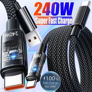 240W 나일론 USB 타입-C 초고속 충전 케이블 (삼성, 샤오미, 화웨이, 아너용) LED 디지털 디스플레이 USB C 충전기 데이터 케이블