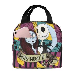 잭 스켈링턴 해골 애니메이션 열 절연 점심 가방 여성 크리스마스 전의 악몽 만화 휴대용 점심 토트 식품 상자