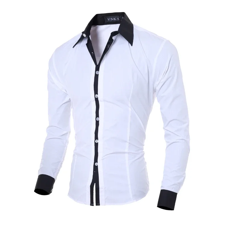 남성 줄무늬 셔츠 긴 소매 슬림 화이트 사회 셔츠 캐주얼 남성 의류 비즈니스 Camisa Masculina Chemise 크리스마스 셔츠
