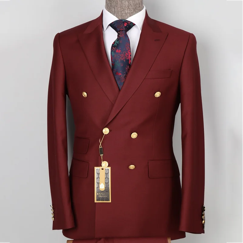 올링젠틀 남성용 더블 브레스티드 블레이저 디자이너 버건디 재킷 프롬 턱시도 웨딩 신랑 블레이저 재킷 1피스 맞춤 제작