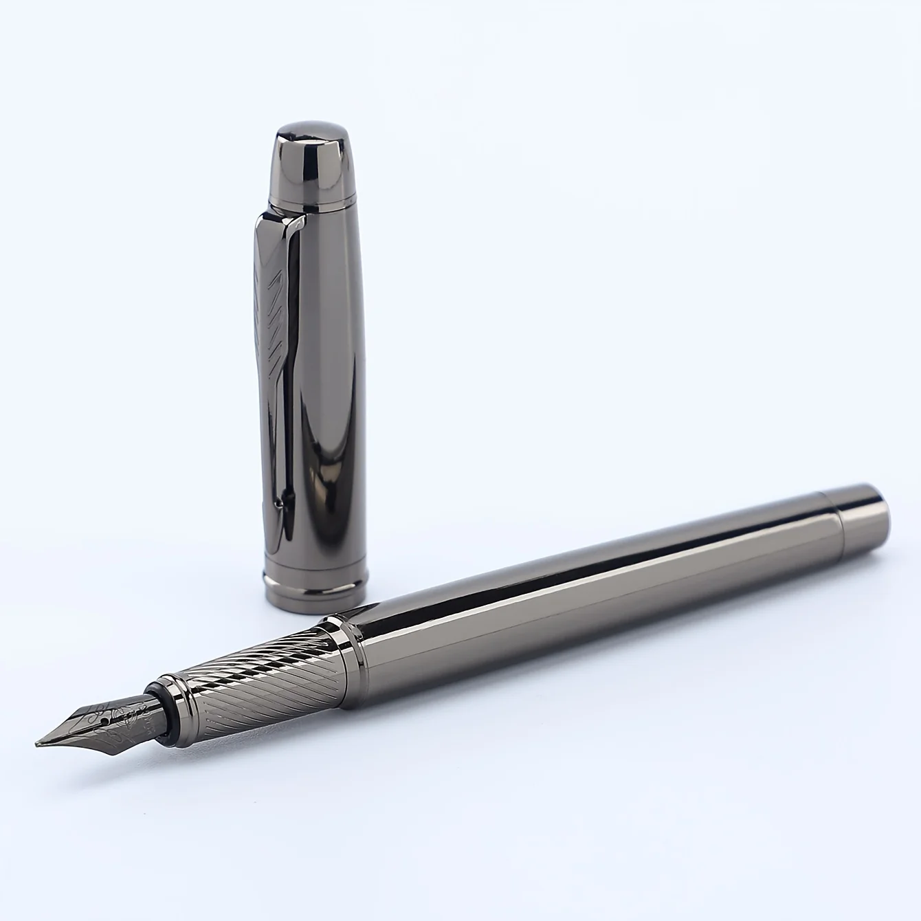 1 Pc 실버 그레이 하이 엔드 비즈니스 금속 펜, Lridium 펜 팁 중간 크기 0.5mm. 학교 교실, 사무실, 일일 쓰기