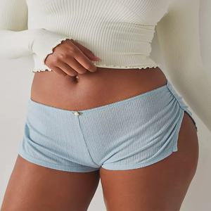 여성 캐주얼 파자마 반바지 부드럽고 편안한 사이드 스플릿 셔링 탄성 라운지 바지 스트레치 수면 Pj Bottoms 잠옷 레저 스타일