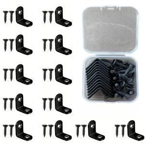 검정색 L자형 직각 지지대 액세서리(나사 포함) 고강도 연결 앵글 커넥터 옷장 고정용