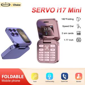 SERVO i17 미니 접이식 휴대폰, GSM 2 SIM 카드, 매직 보이스 FM 라디오 블랙리스트, C타입 1.77 인치 스크린, 소형 플립 전화기
