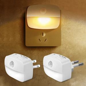 LED 야간 조명 EU 플러그 스마트 모션 센서 빛 220V 벽 램프 홈 통로 WC 복도 계단 주방 침실 밤 램프