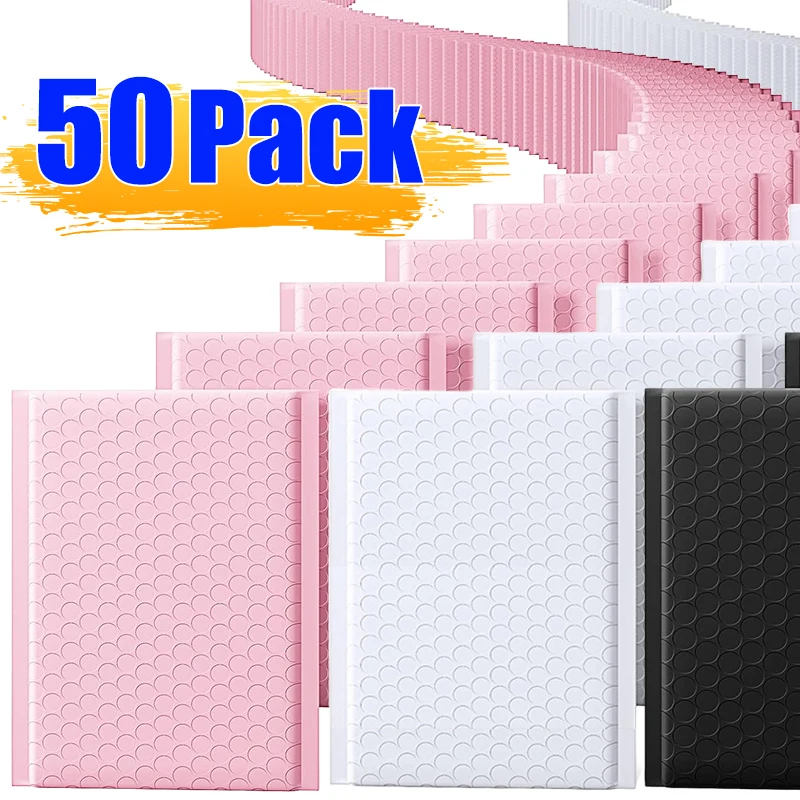10-50Pcs 버블 봉투 블랙 핑크 화이트 폼 배송 가방 폴리 버블 메일러 패드 방수 셀프 인감 포장 가방 도매