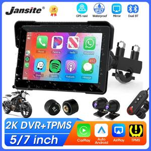 Jansite 5/7 인치 휴대용 Carplay 오토바이 DVR GPS 네비게이션 IPX7 무선 CarPlay 안드로이드 자동용 방수 LCD 디스플레이