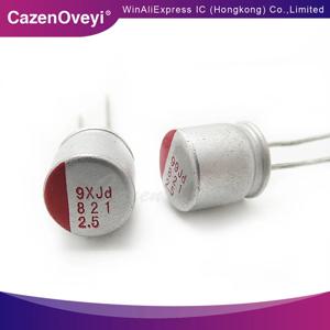 10piece 솔리드 커패시터 2.5V820UF 6*8 인라인 마더 보드 커패시터 820 미크로포맷 2.5V 6.3*8mm 커패시터