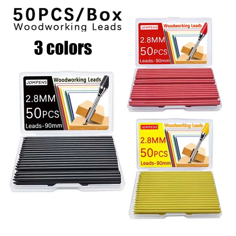 50pcs 2.8mm 단단한 목수 연필 교체 가능한 리드, 깊은 구멍 마킹 건축 그림 목공 자동 연필 리드
