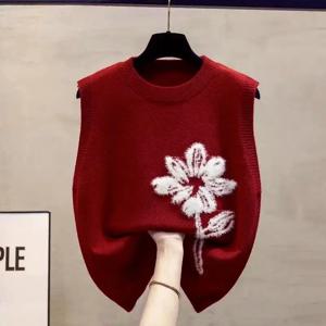 느슨한 니트 라운드 넥 조끼 여성용 겉옷 스웨터 트렌디 레이어링 아이템 봄 가을 새로운 스타일 편안한 캐주얼 탑