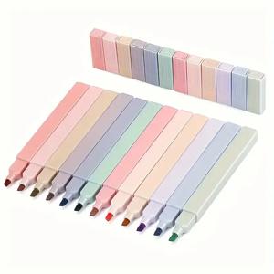 12개/세트 파스텔 컬러 형광펜 귀여운 문구 컬러 마커 학용품 학생용 마커 형광펜 일본 문구