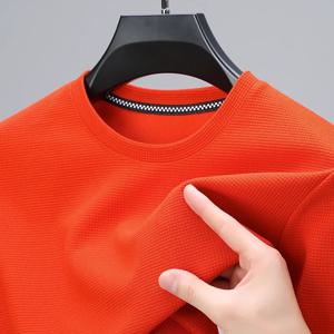 2024 남성용 신작 와플 라운드 넥 반팔 티셔츠 여름 편안한 탑