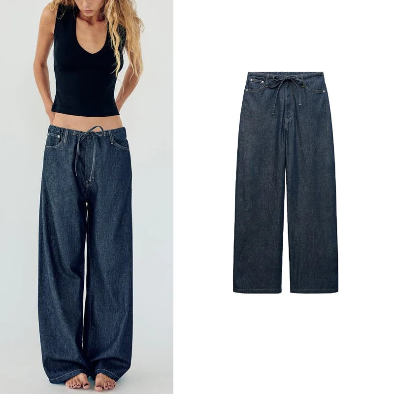 봄 신상 여성용 편안한 슬리밍 스트레이트 청바지 하이웨이스트 팬츠 튼튼한 롱 팬츠 패셔너블한 여성 데님