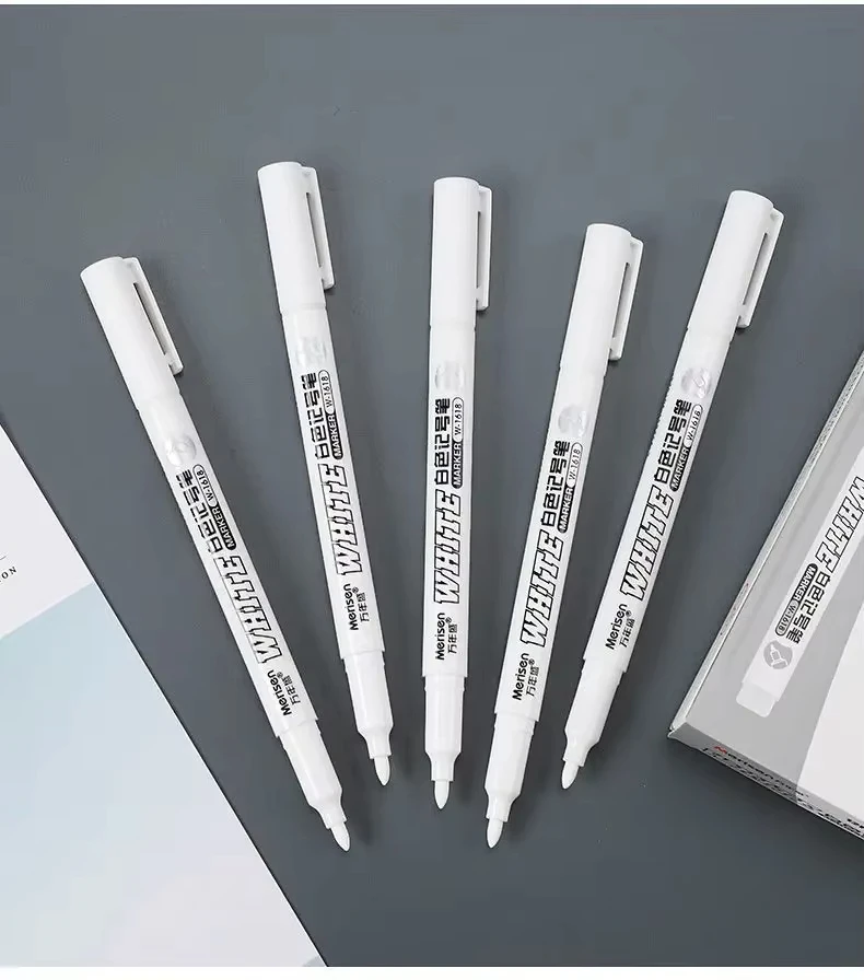 2/3/5Pcs 화이트 마커 펜 2.0mm 유성 방수 화이트 DIY 낙서 스케치 마커 편지지 쓰기 학교 용품