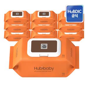 [휴비베이비] 한국생산 도톰한 ONLY 프리미엄 무자극 아기 물티슈 영유아 대용량 캡형 70매 10팩