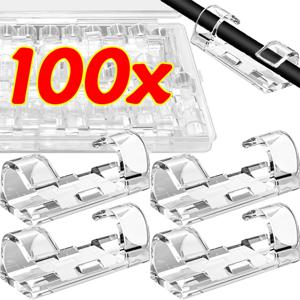 20/100pcs 케이블 주최자 클립 코드 홀더 투명 관리 와이어 관리자 홈 오피스 USB 데이터 라인 와인더 후크 보호기