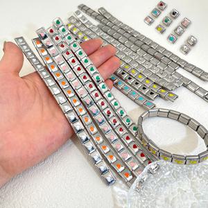 1pc 팔찌 포함 18pcs 부품 스테인레스 스틸 에나멜 러브 하트 스타 나비 매력 링크 9mm DIY 쥬얼리 도매 만들기