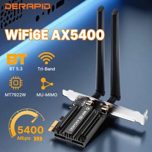 WiFi 6E AX5400 PCIe 어댑터 블루투스 5.3 트리플 밴드 2.4G/5G/6GHz 802.11AX 네트워크 무선 수신기 Windows 10/11용 MU-MIMO
