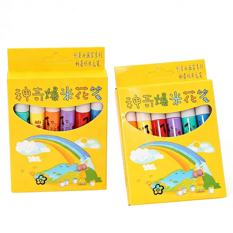 6개 세트 신상 이국적인 팝콘 펜 다기능 폼 마커 펜 노트북 어린이용 매직 펜 재미있는 플러피 펜 3D 버블 펜