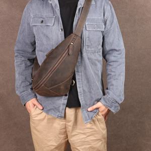 진짜 가죽 남성용 크로스바디 체스트 백 최상급 말가죽 통가죽 출퇴근용 캐주얼 스포츠 다용도 대형 데일리 백