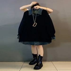 플러스 사이즈 여성 데님 셔츠 루즈핏 패셔너블 캐주얼 스타일 긴팔 가을 겨울 의류 편안하고 통기성 좋은 슬리밍 효과