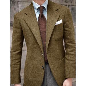 남성 헤링본 수트 재킷 싱글 브레스티드 슬림핏 캐주얼 패션 편안하고 우아한 블레이저 파티 비즈니스 정장