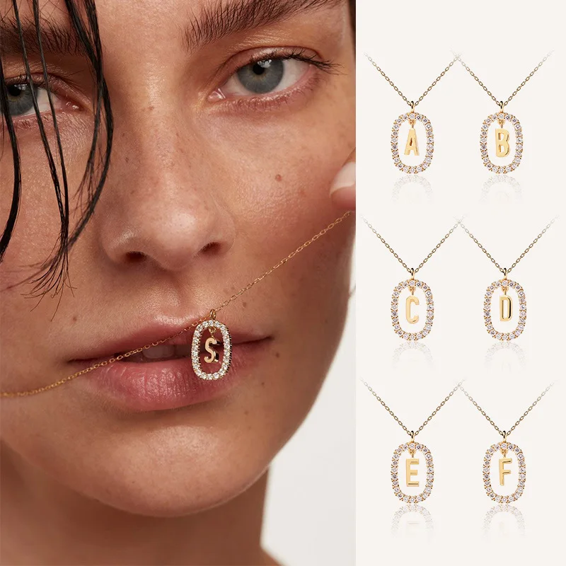 새로운 925 스털링 실버 알파벳 목걸이 참 고품질 이니셜 펜던트 초커 생일 선물 고급 주얼리