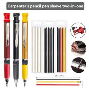 내장 샤프너가 있는 견고한 목수용 기계식 연필 2.8mm 리필 가능, 목공 건축 도구용 딥홀 마커
