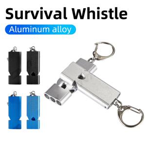 생존 안전 호루라기 140dB 큰 소리 알루미늄 합금 트리플 튜브 야외 구조 비상 캠핑 키체인