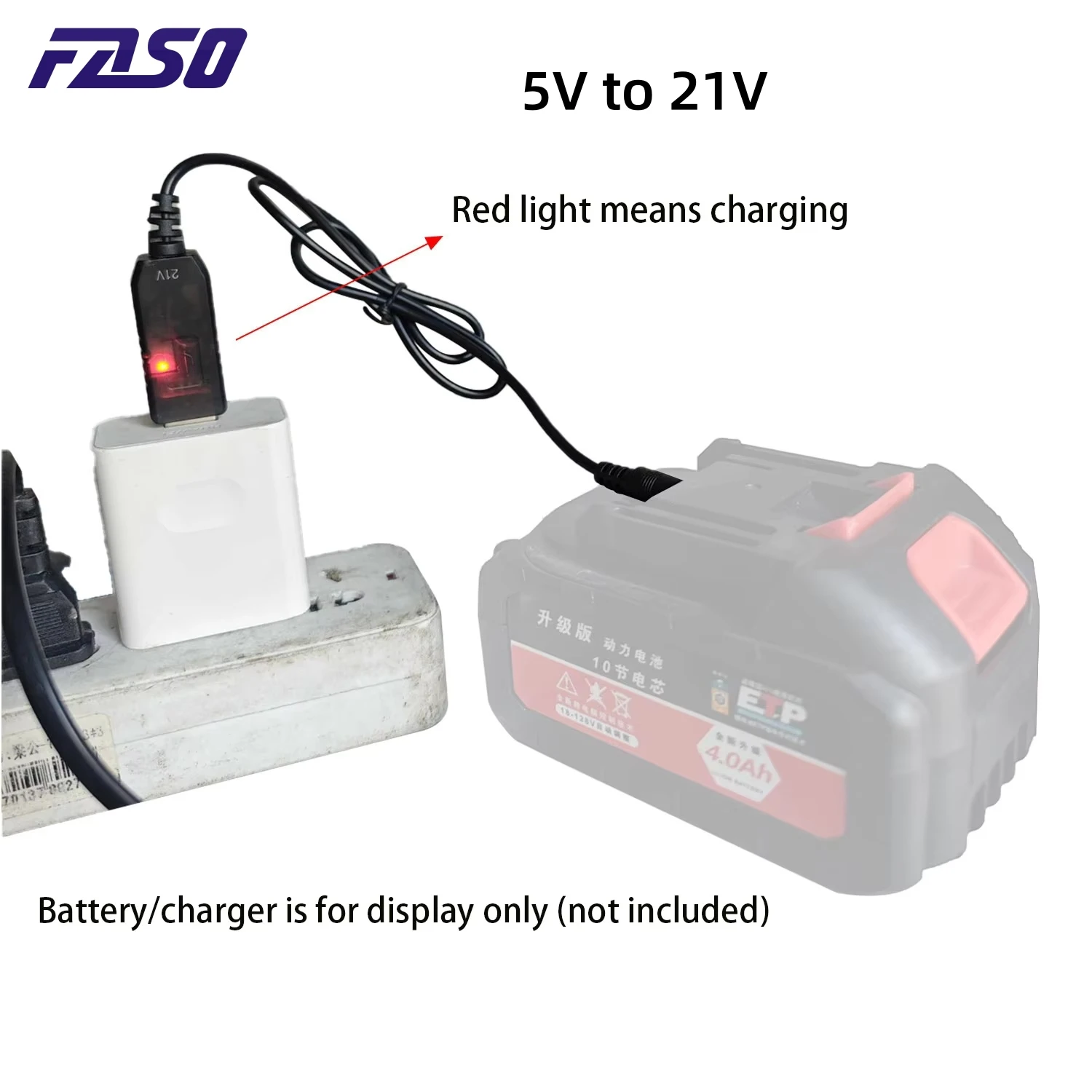 1개 5V에서 21V로 부스트하는 케이블 21V 배터리 전용 충전 케이블 DC 인터페이스 USB 어댑터 케이블 충전기