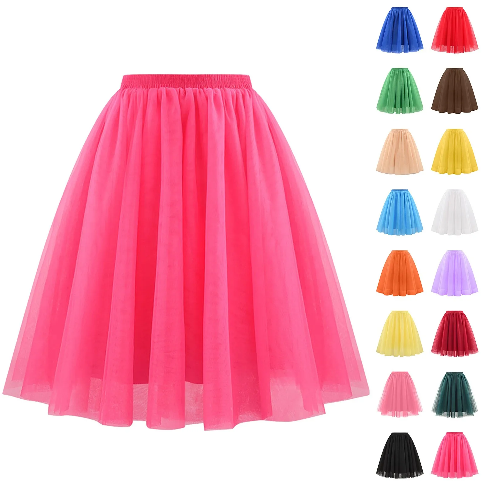 여성용 튜튜 스커트 50년대 스타일 스커트 레트로 파티 튤 발레 로카빌리 페티코트 언더스커트 댄스 드레스 코스프레 메쉬 스커트