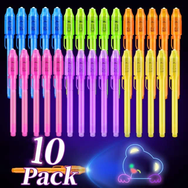 10개입 보이지 않는 잉크 펜 마법 펜, UV 라이트로 사라지는 잉크 펜, 어린이 파티 선물, 교실 상품, 비밀 메시지