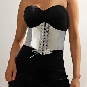 개성있는 PU 가죽 골드 커머번드 하이웨이스트 드레스 거들 여성용 허리띠 탄력있는 와이드 벨트