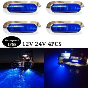 4x 해양 보트 LED 무료 조명 캐빈 데크 산책로 계단 조명 흰색 파란색 12V 24V LED 테일 램프 요트 액세서리 방수