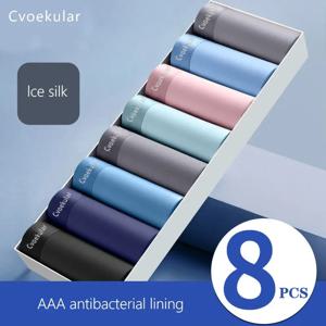 Cvoekular4/8pcs 남자 복서 Underwaer 얼음 실크 Sous Vetement Homme 란제리 속옷 Bokserki Meskie Calzoncillos 반바지 팬티