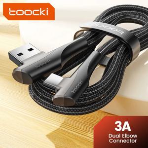 Toocki 3A USB 케이블 빠른 충전 3.0 고속 충전 케이블 유형 C 90도 듀얼 팔꿈치 데이터 코드 Huawei Xiaomi Samsung Realme